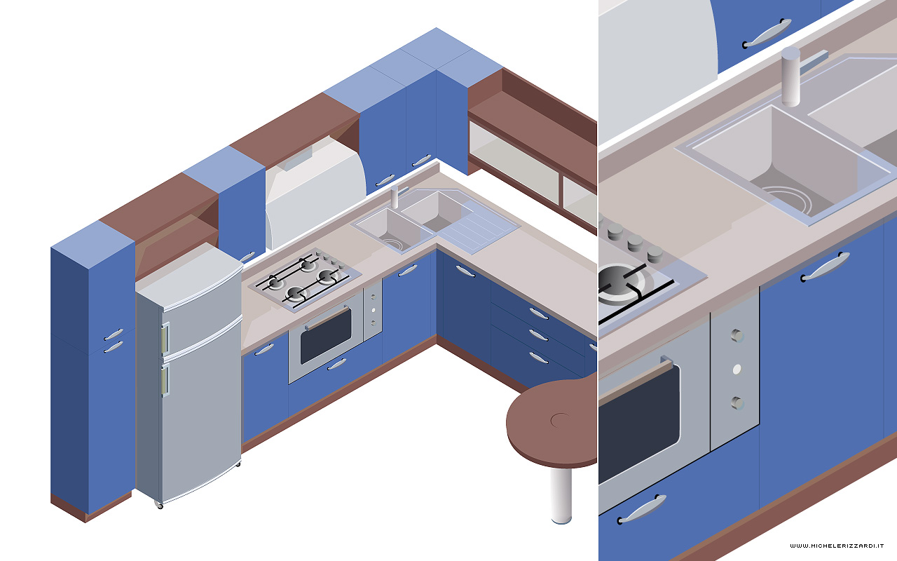 Illustrazioni vettoriali percorso virtuale online di Cucine di Michele Rizzardi 03