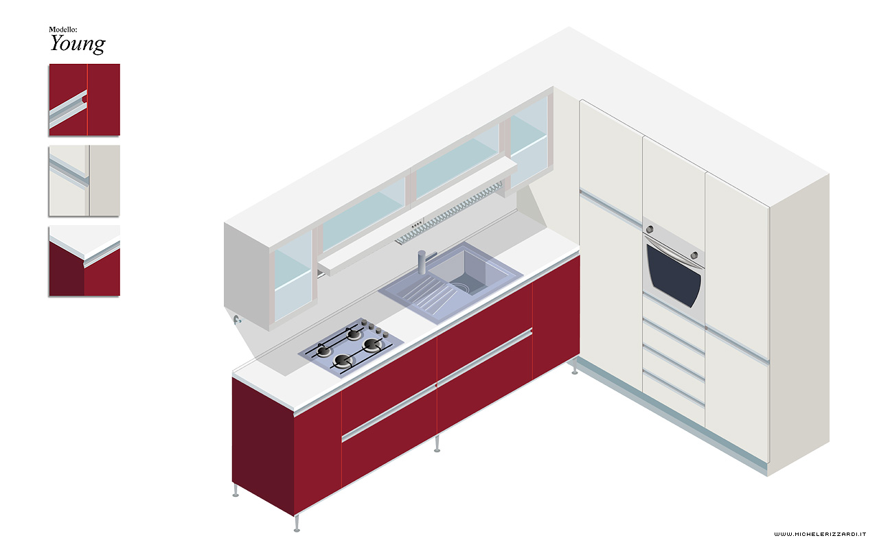 Illustrazioni vettoriali percorso virtuale online di Cucine di Michele Rizzardi 04