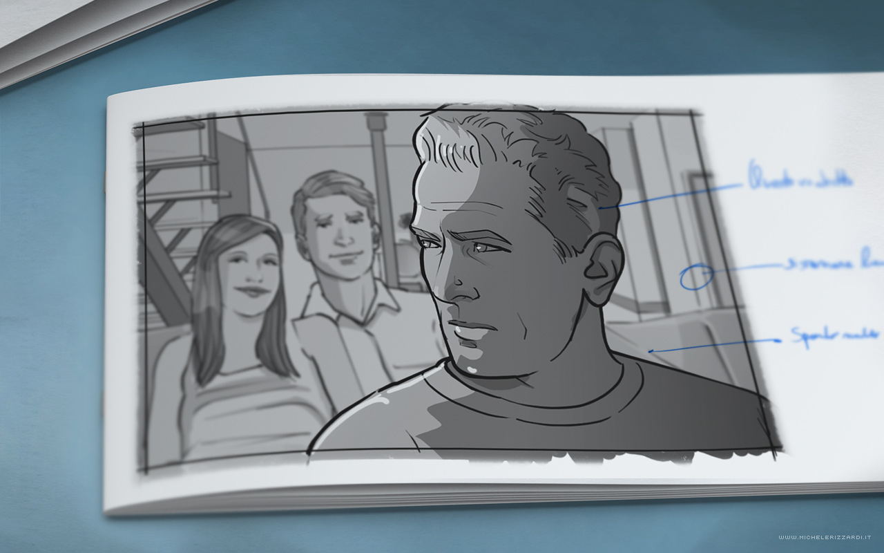 Storyboard character frame face per spot TV di Michele Rizzardi 06