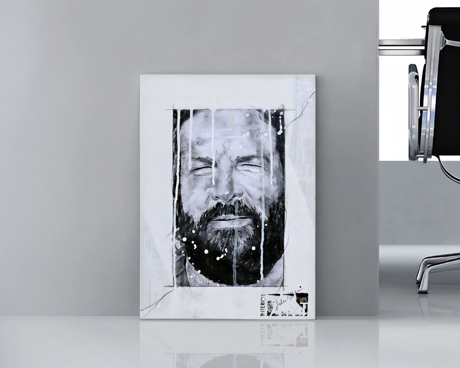 Bud Spencer quadro acrilico ritratto schizzi bianco nero
